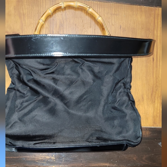 Authentic Gucci Nylon 2-Way bag tote with Bamboo handle and leather strap - Picture 2 of 15